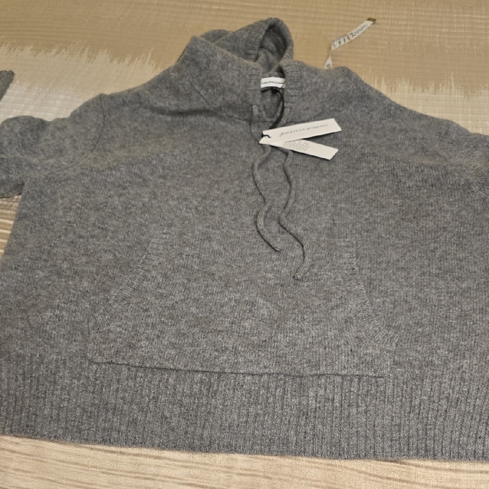 Cashmere Unsubscribe Cozy Gray Knit Hoodie Oversized XS